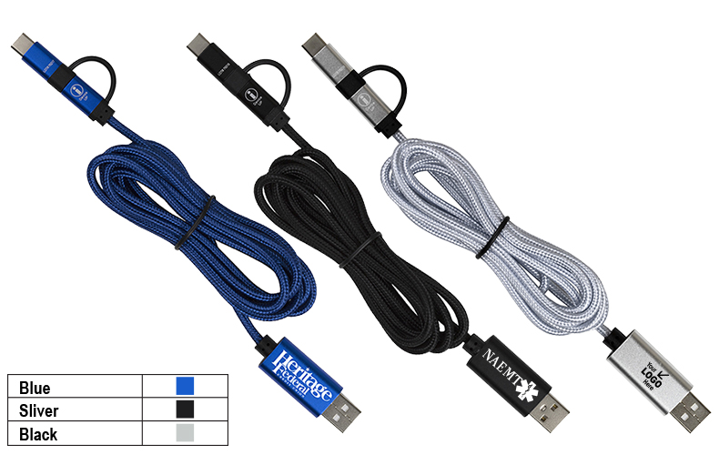 5-in-1 Braided 6 Ft. Long Charging Cable